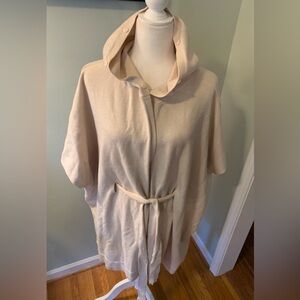 Malissa J Cream Hooded Poncho with Belt, M-L